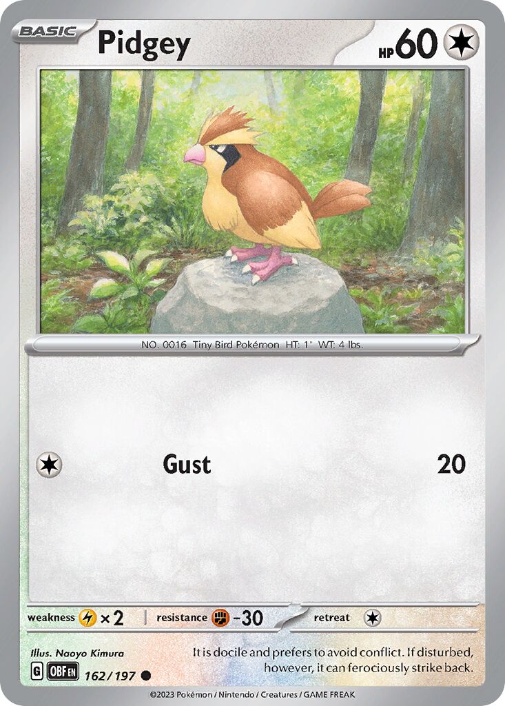 Pidgey 162/197 — Obsidian Flames (English Pokémon TCG card)