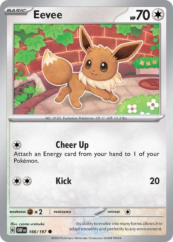 Eevee 166/197 — Obsidian Flames (English Pokémon TCG card)