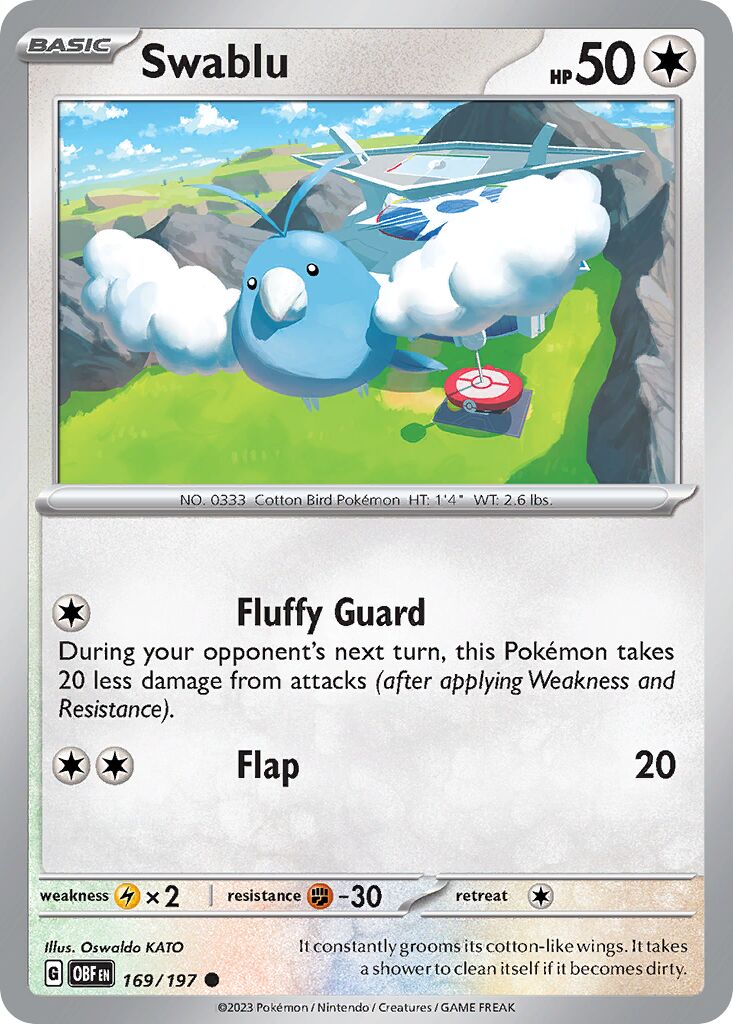 Swablu 169/197 — Obsidian Flames (English Pokémon TCG card)