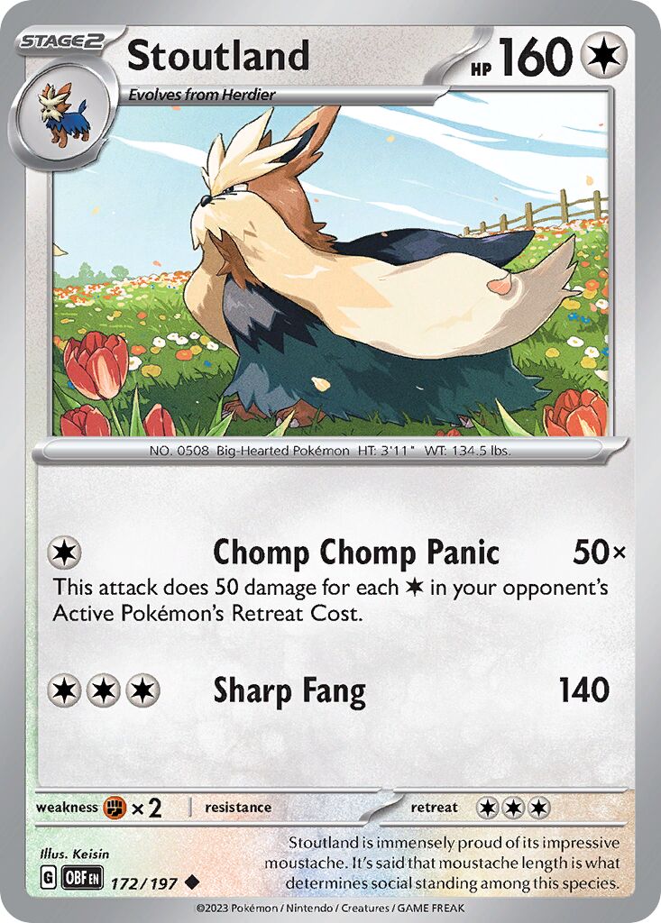 Stoutland 172/197 — Obsidian Flames (English Pokémon TCG card)