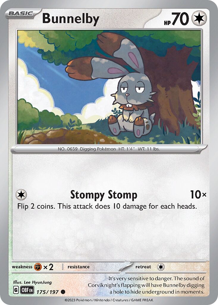 Bunnelby 175/197 — Obsidian Flames (English Pokémon TCG card)