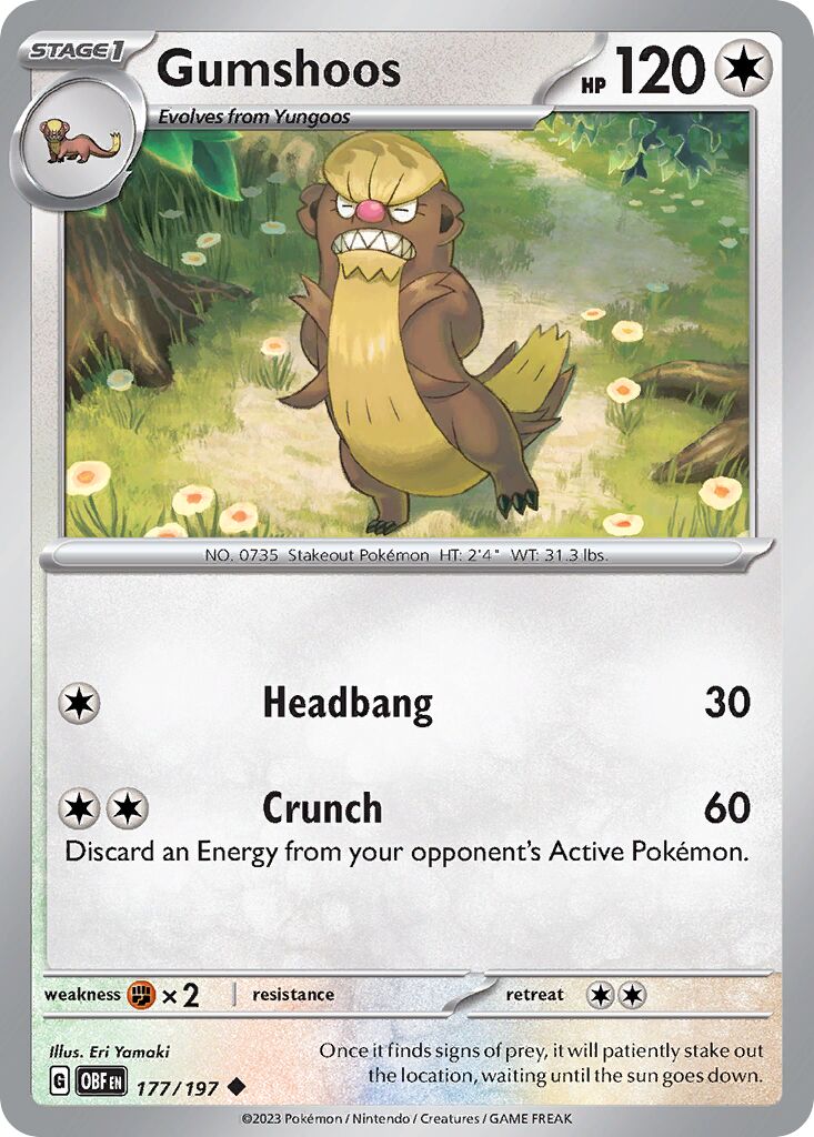 Gumshoos 177/197 — Obsidian Flames (English Pokémon TCG card)