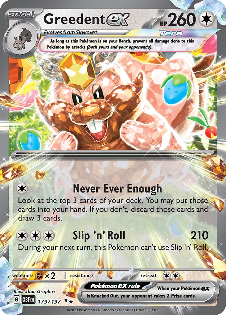 Greedent ex 179/197 — Obsidian Flames (English Pokémon TCG card)