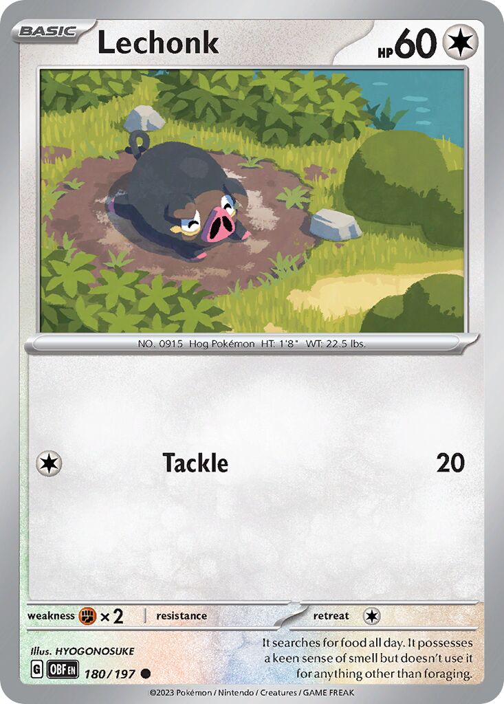 Lechonk 180/197 — Obsidian Flames (English Pokémon TCG card)