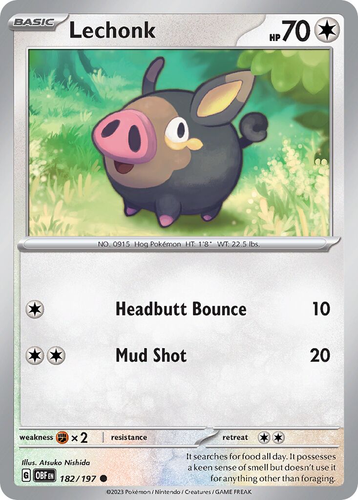 Lechonk 182/197 — Obsidian Flames (English Pokémon TCG card)