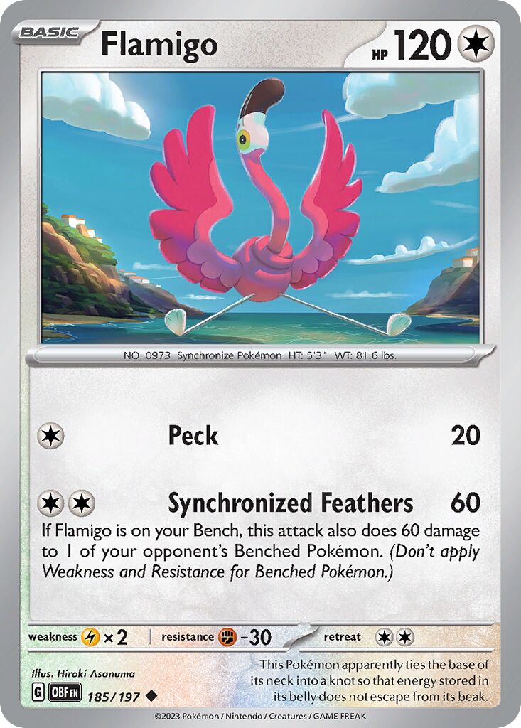 Flamigo 185/197 — Obsidian Flames (English Pokémon TCG card)