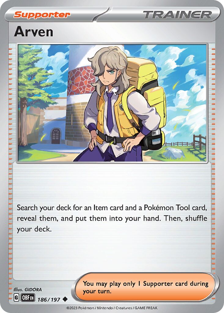Arven 186/197 — Obsidian Flames (English Pokémon TCG card)