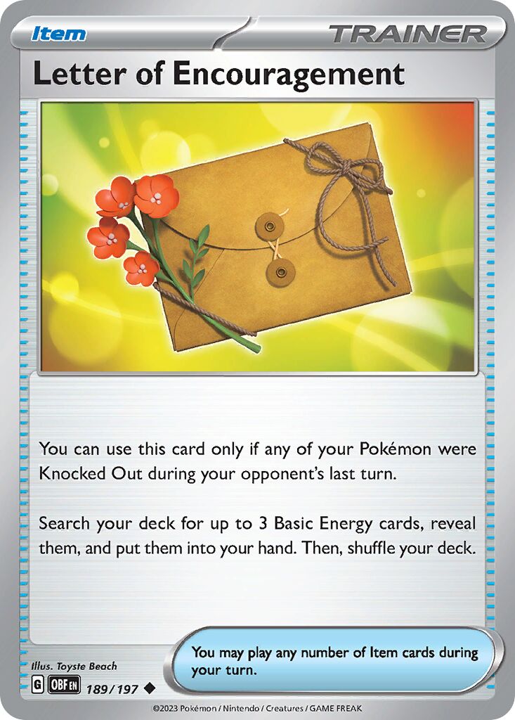 Letter of Encouragement 189/197 — Obsidian Flames (English Pokémon TCG card)