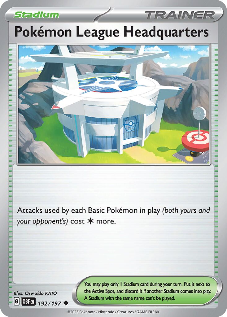 Pokémon League Headquarters 192/197 — Obsidian Flames (English Pokémon TCG card)