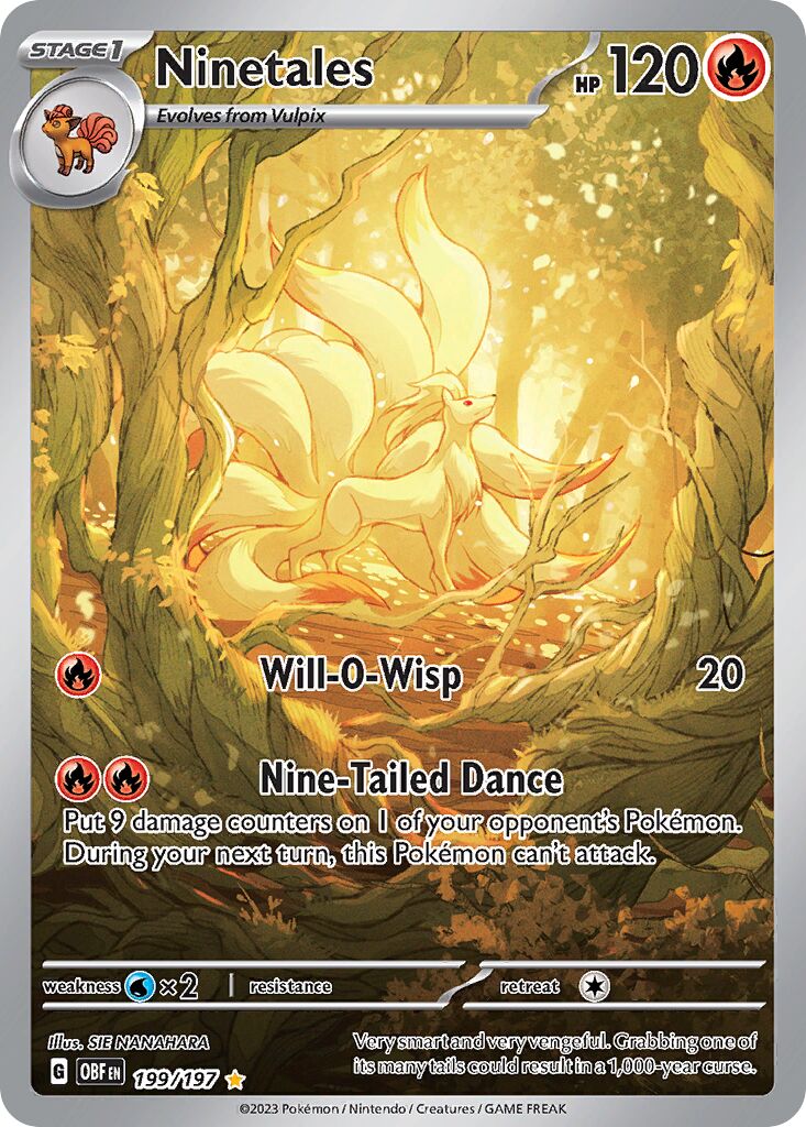 Ninetales 199/197 — Obsidian Flames (English Pokémon TCG card)