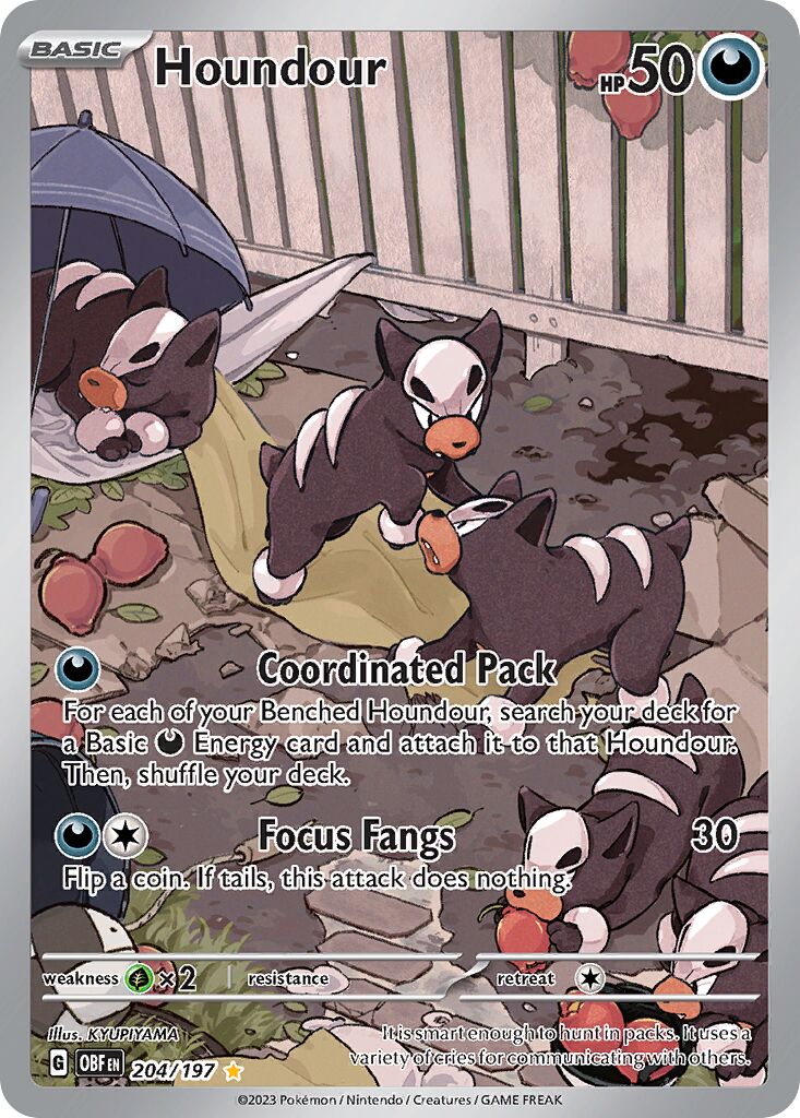 Houndour 204/197 — Obsidian Flames (English Pokémon TCG card)