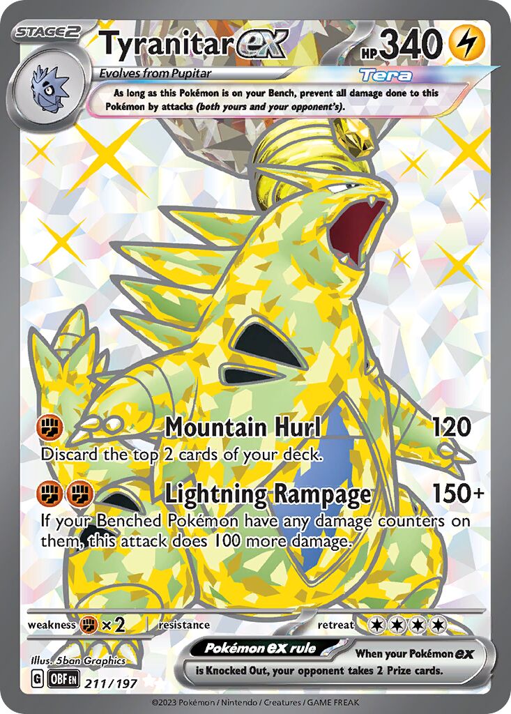 Tyranitar ex 211/197 — Obsidian Flames (English Pokémon TCG card)