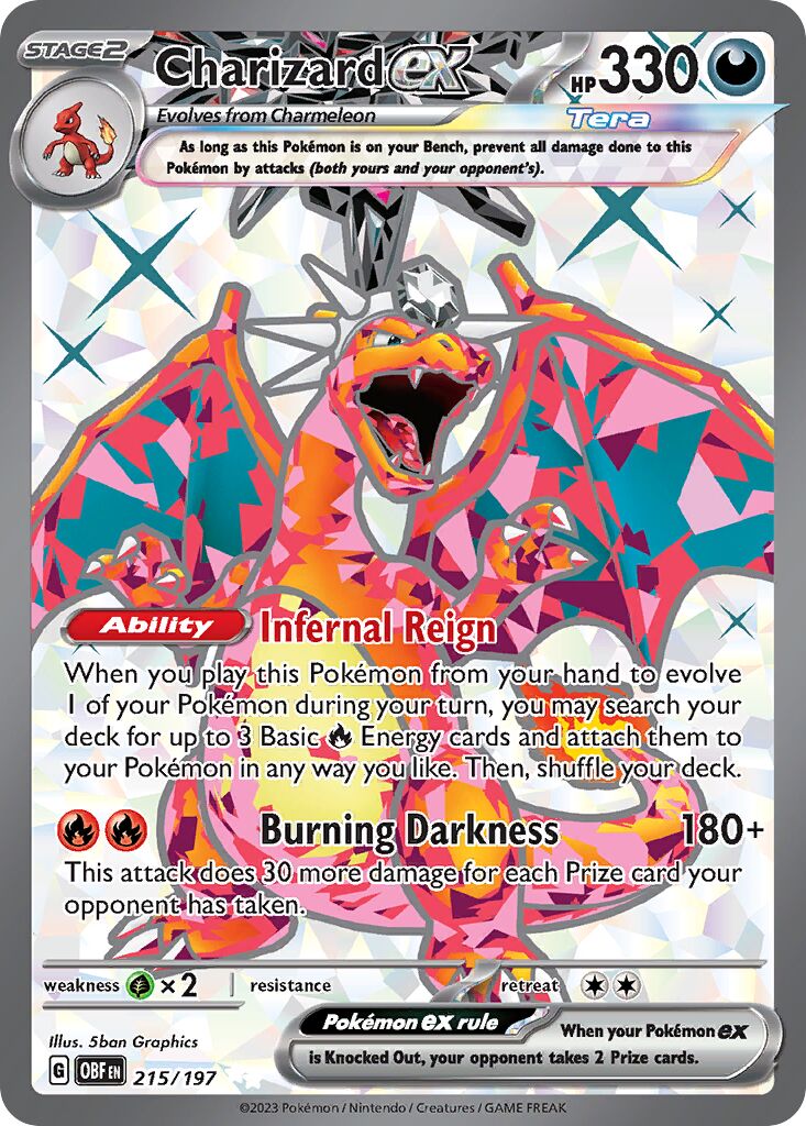 Charizard ex 215/197 — Obsidian Flames (English Pokémon TCG card)