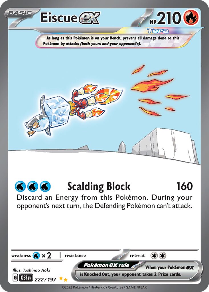Eiscue ex 222/197 — Obsidian Flames (English Pokémon TCG card)
