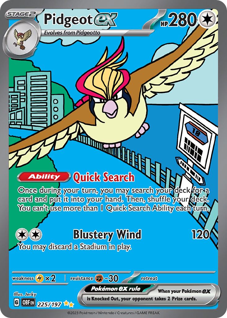 Pidgeot ex 225/197 — Obsidian Flames (English Pokémon TCG card)
