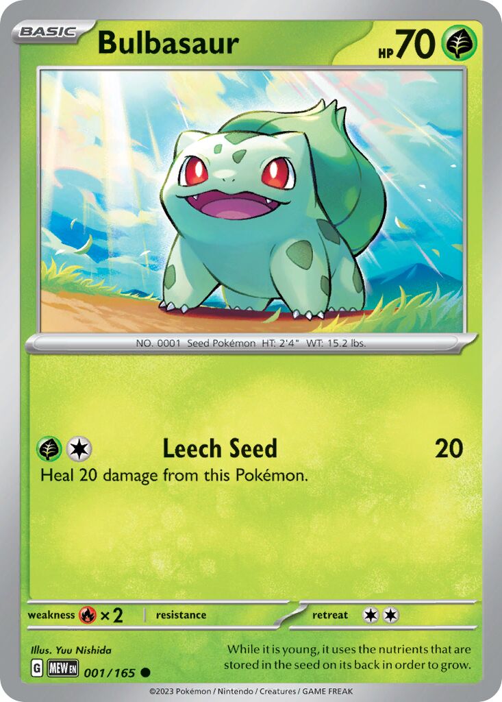 Bulbasaur 001/165 — 151 (English Pokémon TCG card)