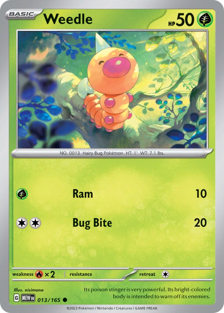 Weedle 013/165 — 151 (English Pokémon TCG card)