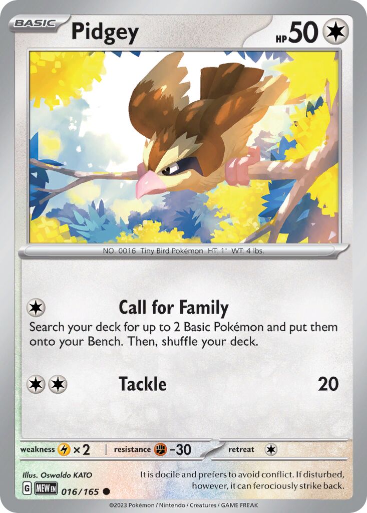 Pidgey 016/165 — 151 (English Pokémon TCG card)