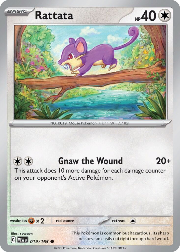 Rattata 019/165 — 151 (English Pokémon TCG card)