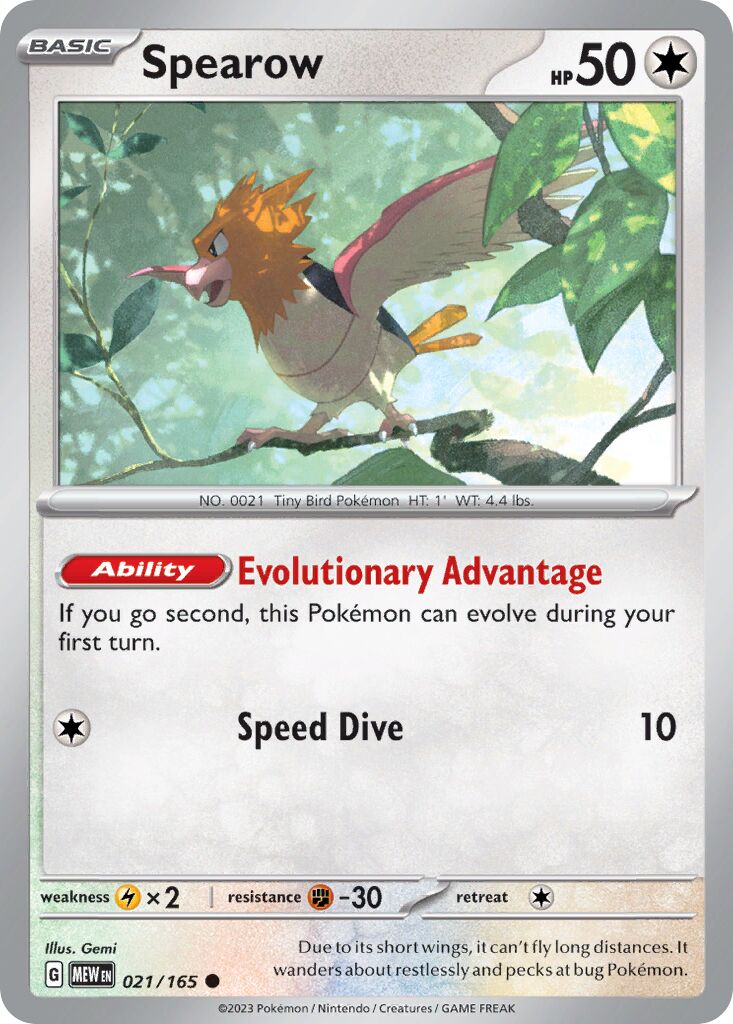 Spearow 021/165 — 151 (English Pokémon TCG card)