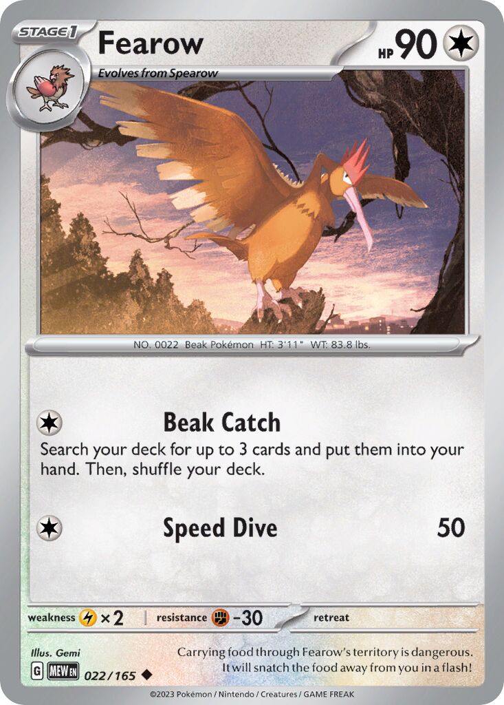 Fearow 022/165 — 151 (English Pokémon TCG card)