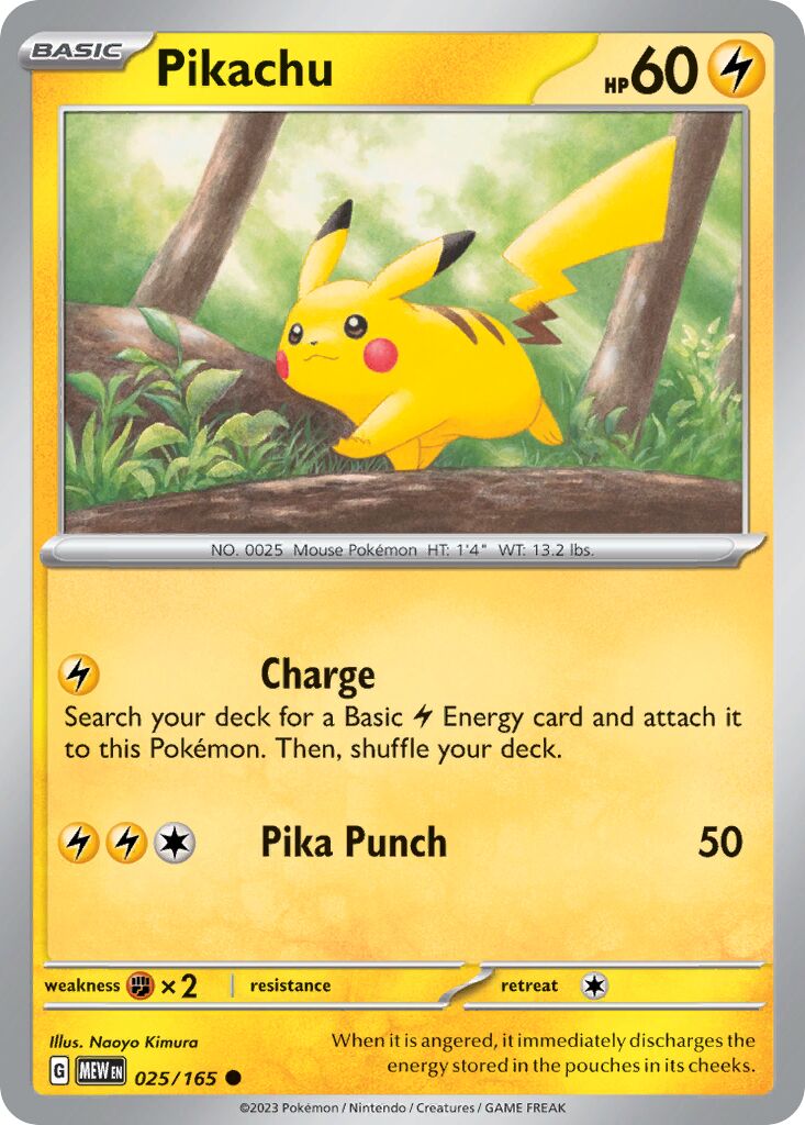 Pikachu 025/165 — 151 (English Pokémon TCG card)
