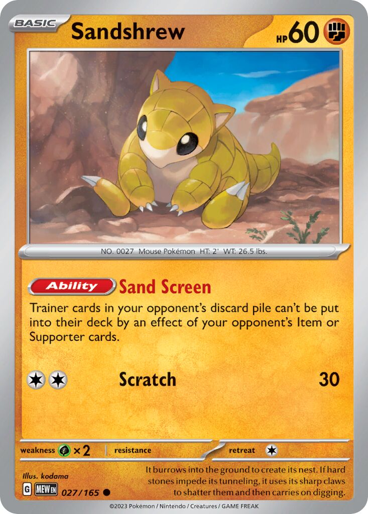 Sandshrew 027/165 — 151 (English Pokémon TCG card)