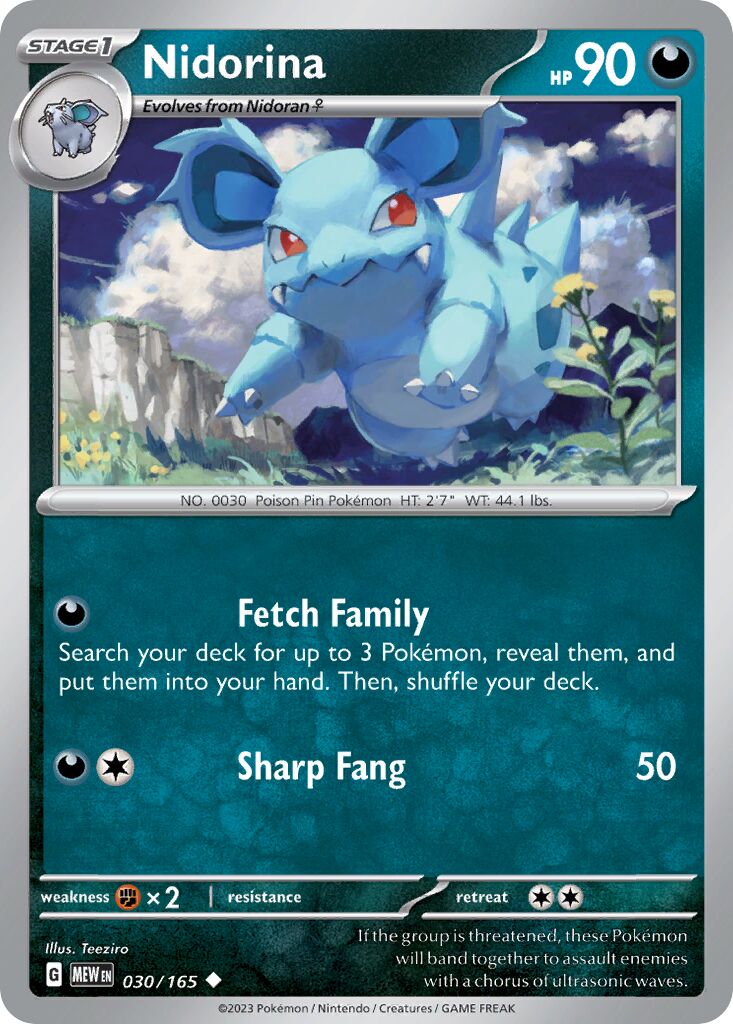 Nidorina 030/165 — 151 (English Pokémon TCG card)