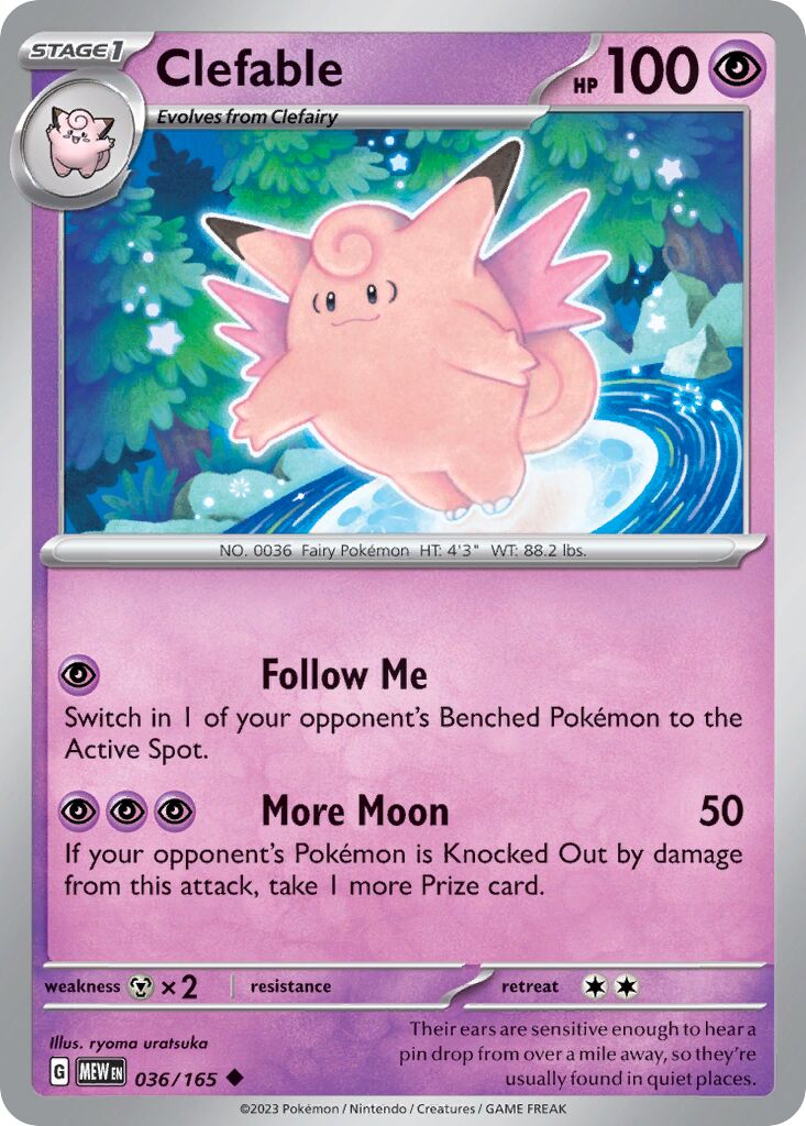 Clefable 036/165 — 151 (English Pokémon TCG card)