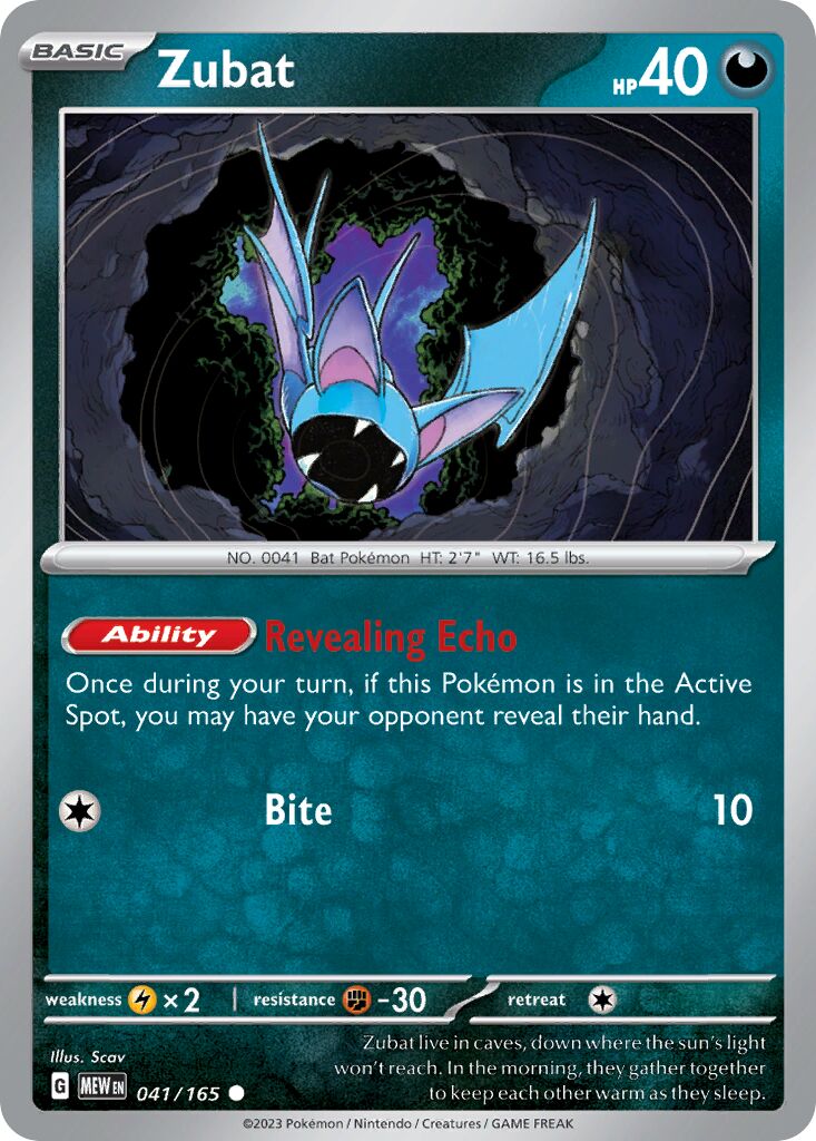 Zubat 041/165 — 151 (English Pokémon TCG card)