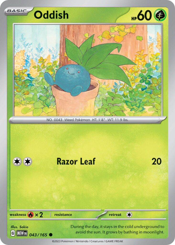Oddish 043/165 — 151 (English Pokémon TCG card)