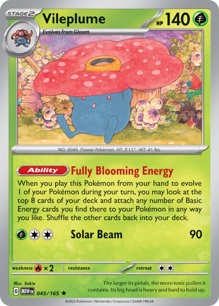Vileplume 045/165 — 151 (English Pokémon TCG card)