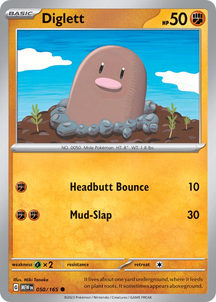Diglett 050/165 — 151 (English Pokémon TCG card)
