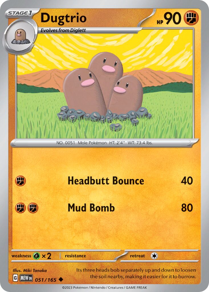Dugtrio 051/165 — 151 (English Pokémon TCG card)
