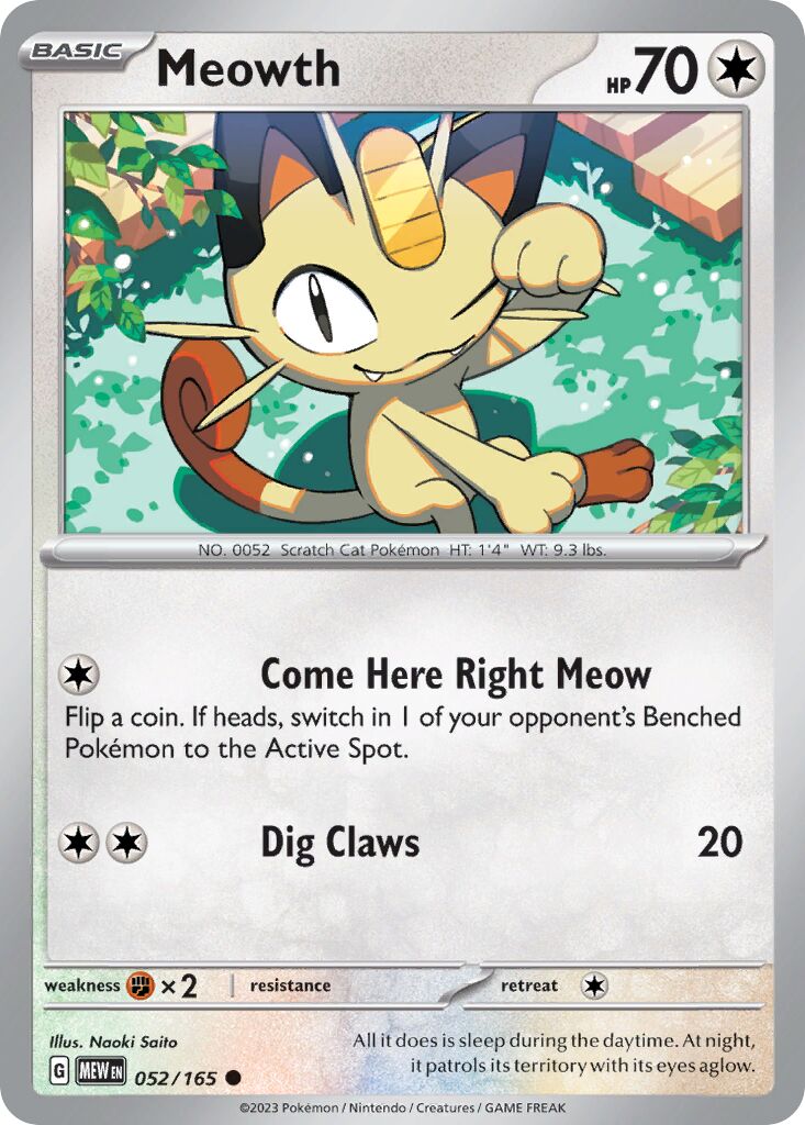 Meowth 052/165 — 151 (English Pokémon TCG card)