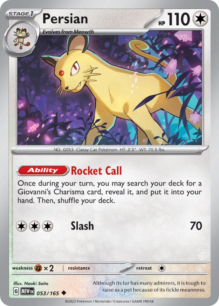 Persian 053/165 — 151 (English Pokémon TCG card)
