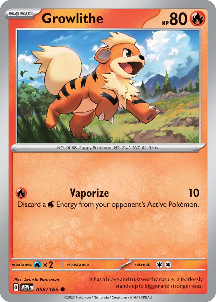 Growlithe 058/165 — 151 (English Pokémon TCG card)