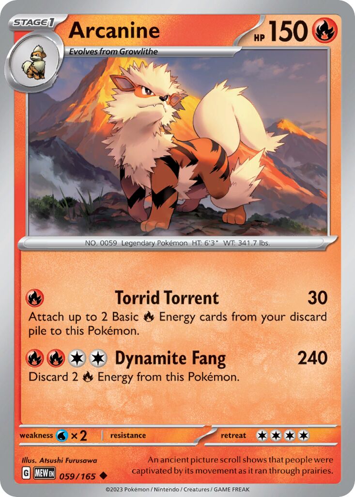 Arcanine 059/165 — 151 (English Pokémon TCG card)