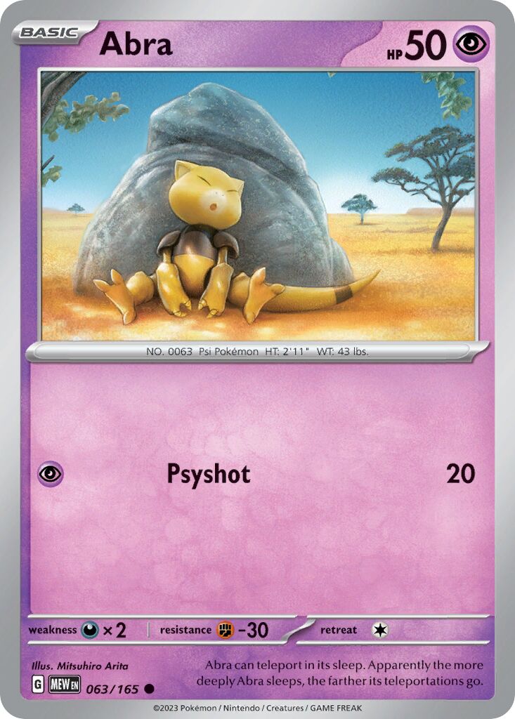 Abra 063/165 — 151 (English Pokémon TCG card)