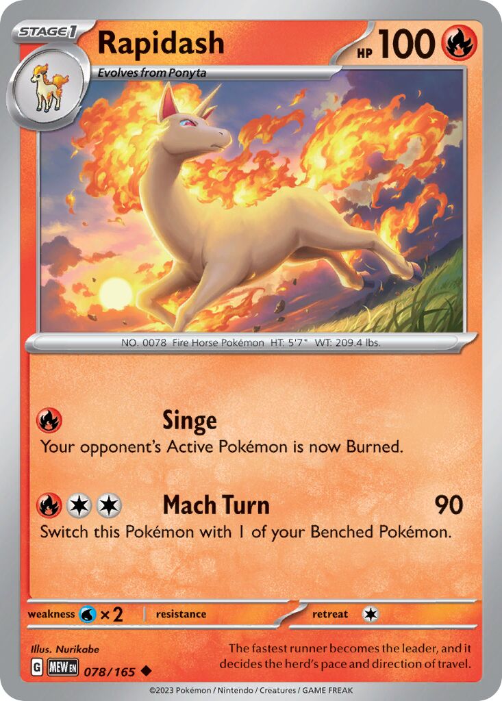 Rapidash 078/165 — 151 (English Pokémon TCG card)