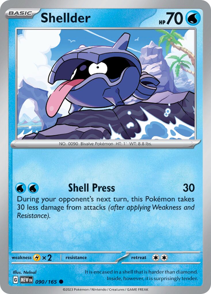 Shellder 090/165 — 151 (English Pokémon TCG card)