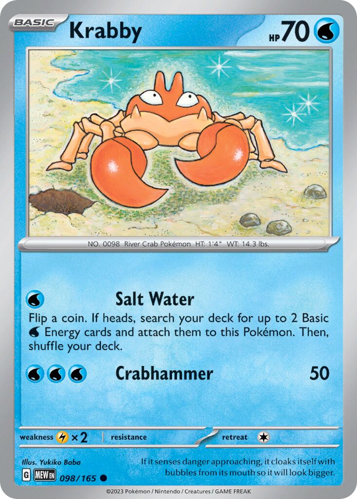 Krabby 098/165 — 151 (English Pokémon TCG card)