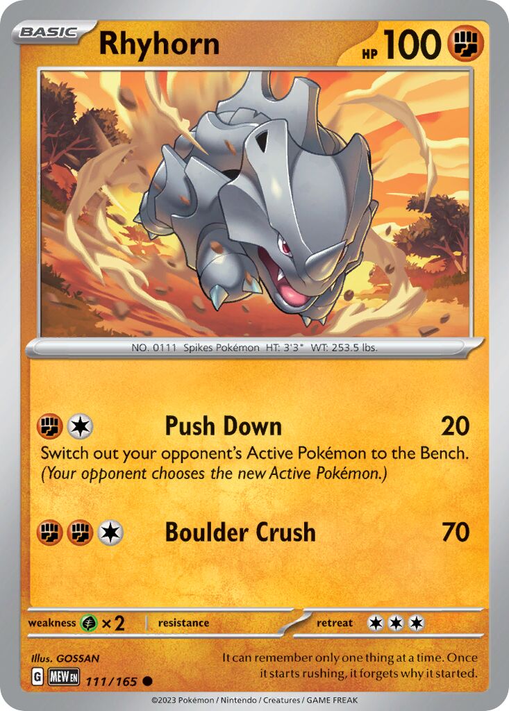 Rhyhorn 111/165 — 151 (English Pokémon TCG card)