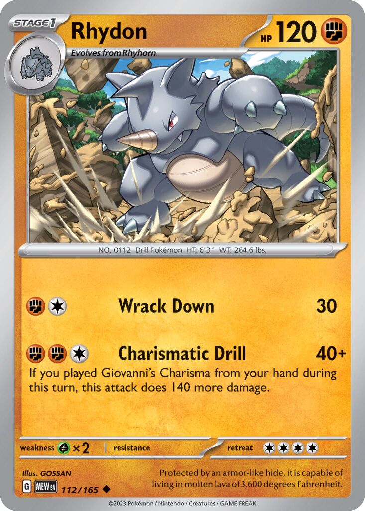 Rhydon 112/165 — 151 (English Pokémon TCG card)