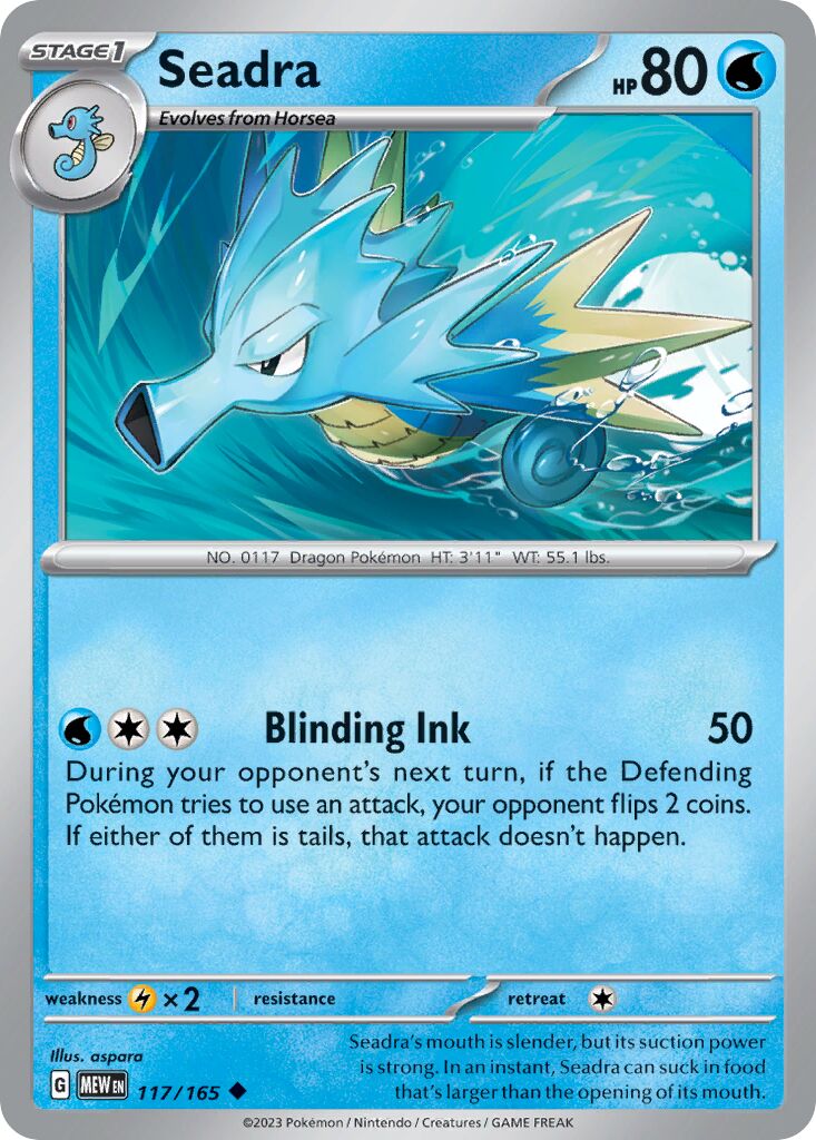Seadra 117/165 — 151 (English Pokémon TCG card)