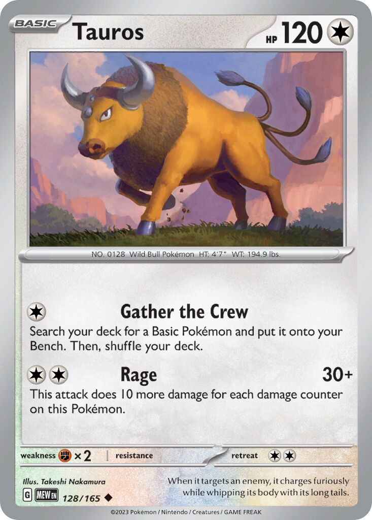 Tauros 128/165 — 151 (English Pokémon TCG card)