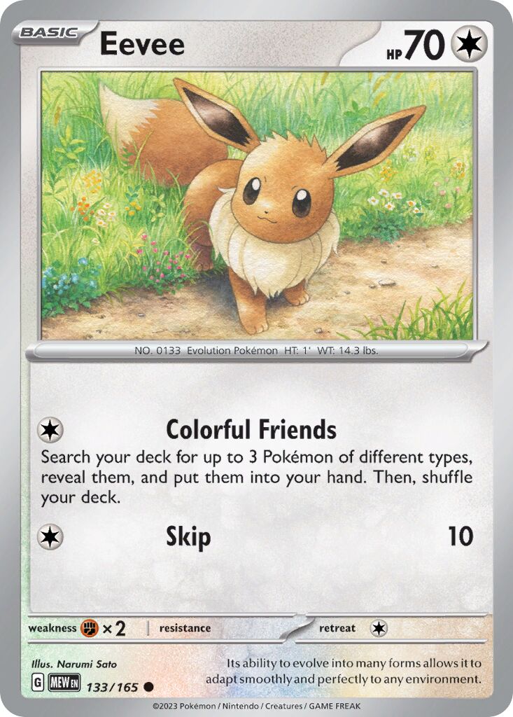 Eevee 133/165 — 151 (English Pokémon TCG card)