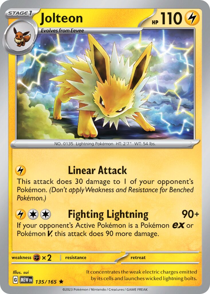 Jolteon 135/165 — 151 (English Pokémon TCG card)