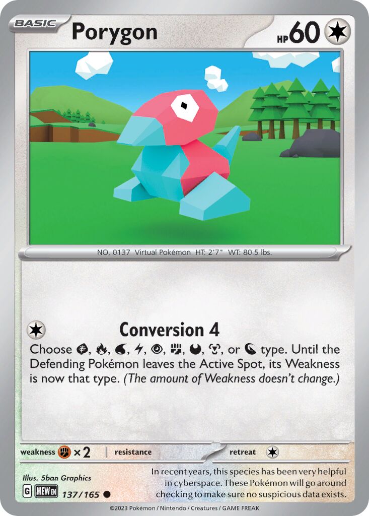 Porygon 137/165 — 151 (English Pokémon TCG card)