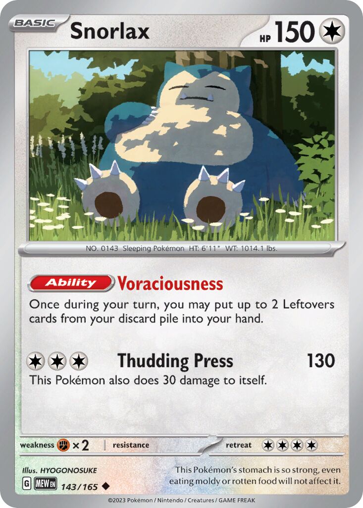 Snorlax 143/165 — 151 (English Pokémon TCG card)